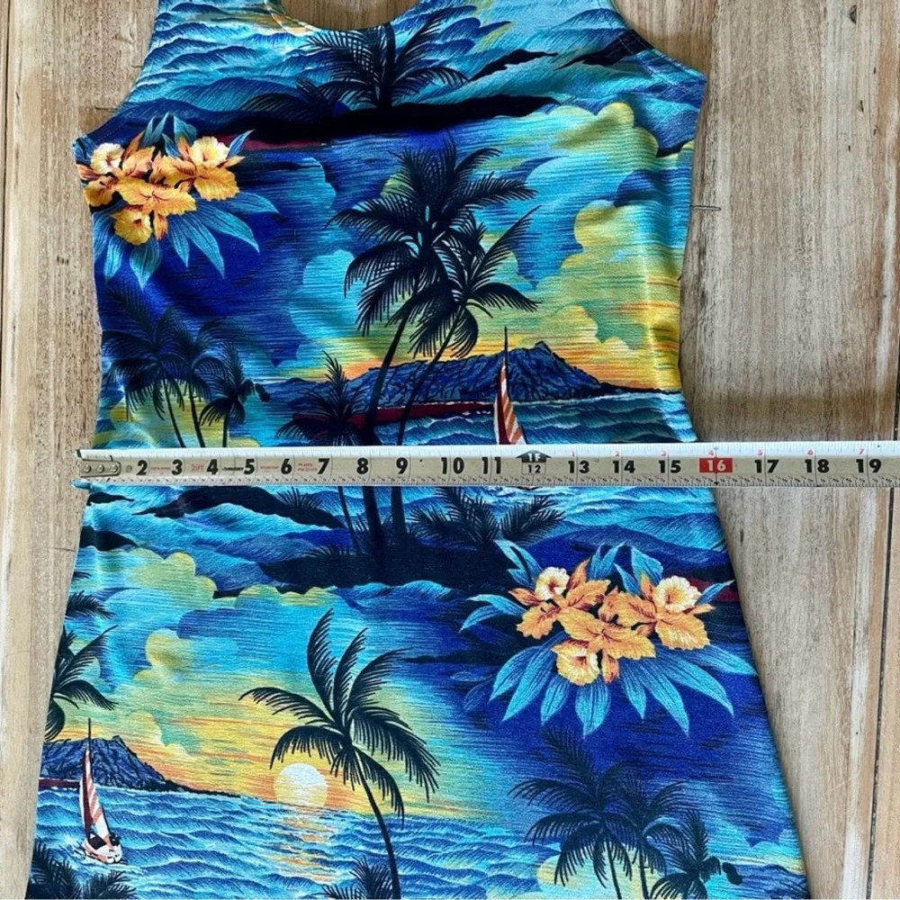 Tropical Blue Swim Cover Up Dress Xl